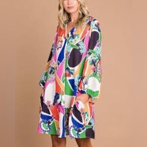 Cotton Bleu Colorful Knee Length Dress Size M